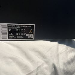 New Jordan 3 Size 9.5 $190