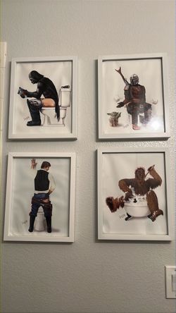 Star Wars Bathroom Humor Framed Print Set of 4