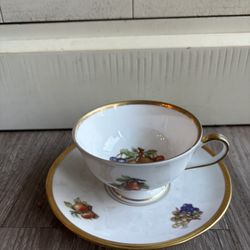 Vintage Cup And Saucer Fruit And Floral
