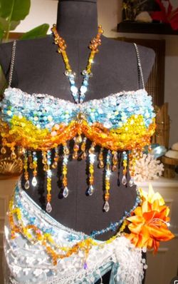Beaded top with matching wrap skirt