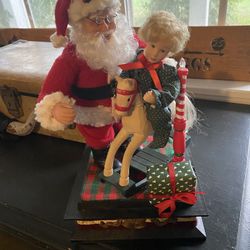 Vintage 1998 Santa And Little Girl Musical And Illuminated 