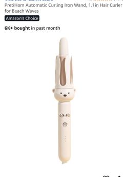 PretiHom Automatic Curling Iron Wand, 1.1in Hair Curler for Beach Waves