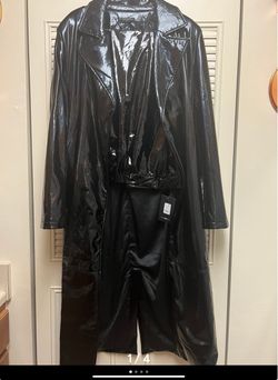 Black metallic  trench coat size xl