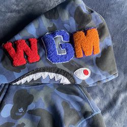 Blue Bape Shark Hoodie 