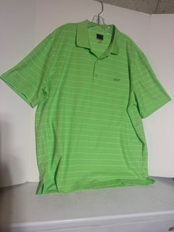 Greg Norman Play Dri lime green/white striped golf polo XXL