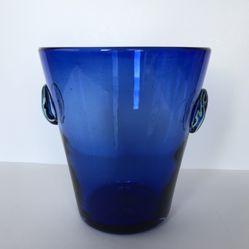 Hand Blown Mexican Glass Ice Bucket Or Vase 