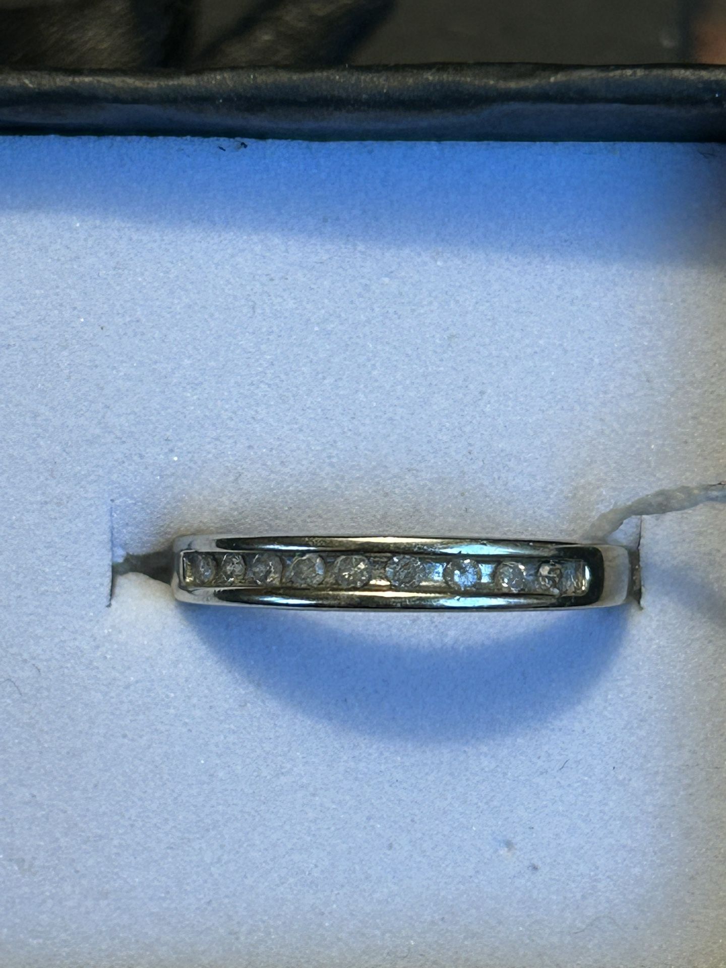 10K White Gold Genuine Diamond Band Ring Size 5