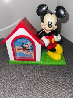 Disney Mickey Mouse with Pluto in Doghouse Battery Alarm Clock