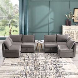 JONPONY 110" Modular
Couches and Sofas Sectional with Storage Sectional Sofa U Shaped Sectional Couch with Reversible Chaises,