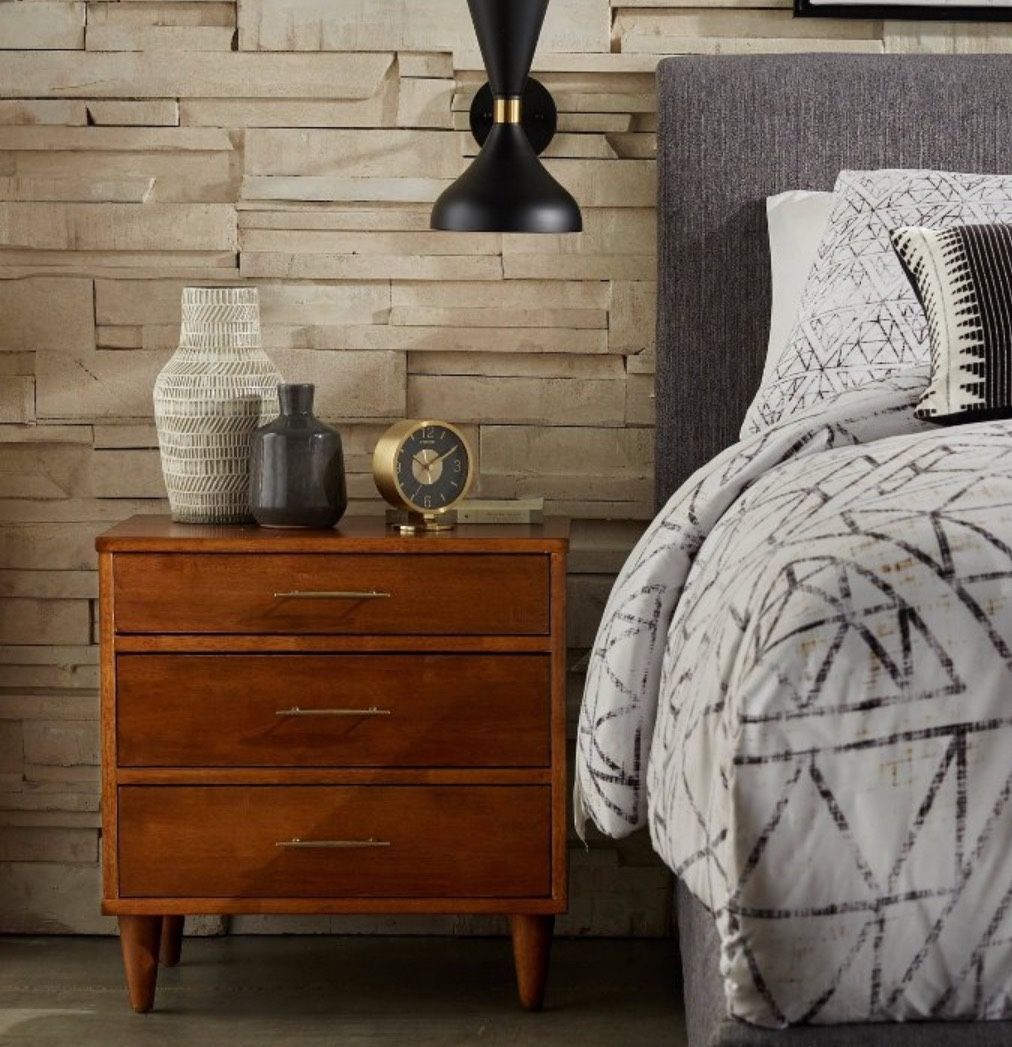 2 New Solid Wood Mid Century Modern Nightstands
