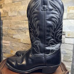 Laredo Women's Sz 6M Western Cowboy Boots (style 5740) black leather white 