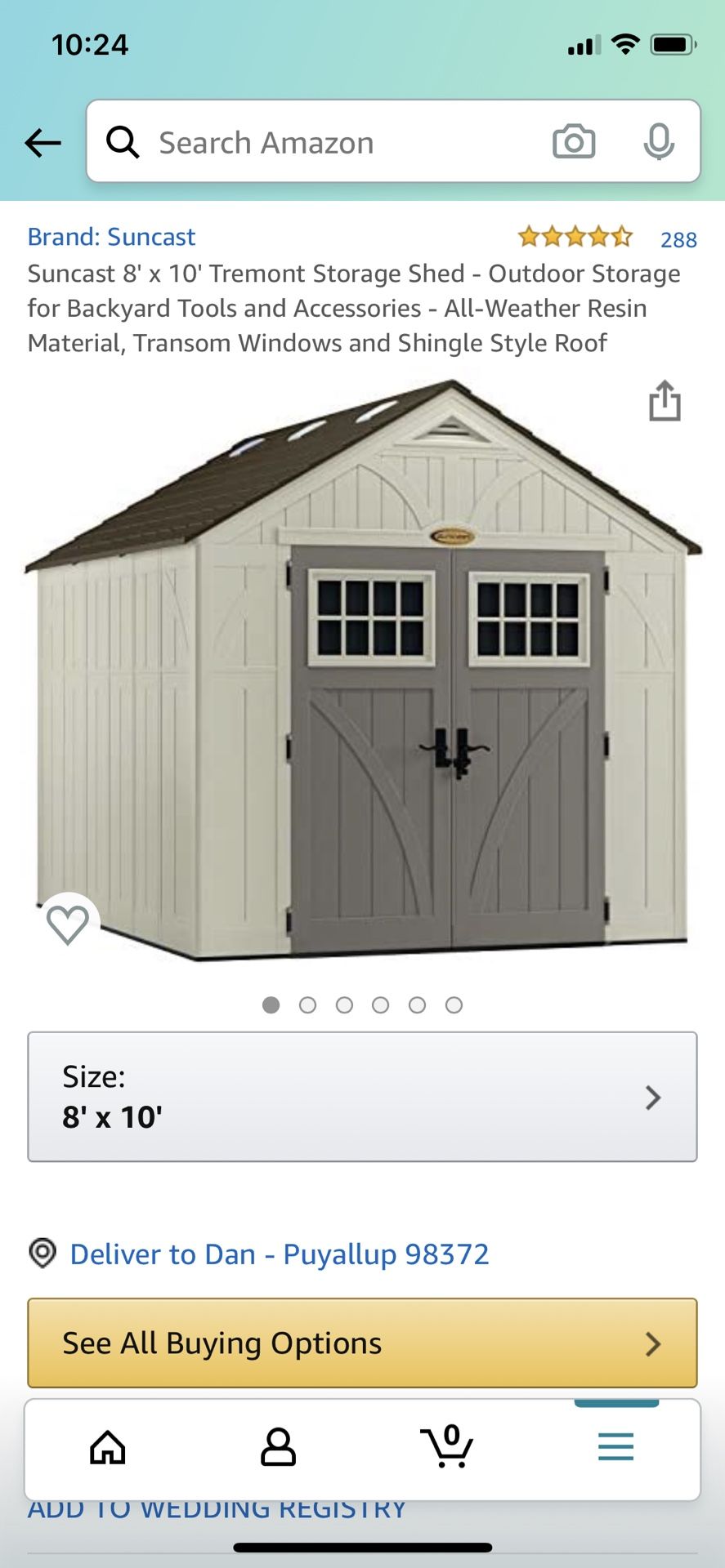 Suncast Tremont 8x10 Resin Storage Shed LIKE NEW for Sale in WA