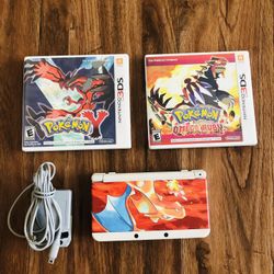 Nintendo 3DS XL 20th Anniversary Edition White Handheld System with Pokémon Omega Ruby, Pokémon Y