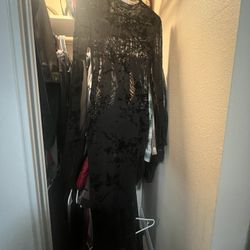 Black Long Dress Open Slit 