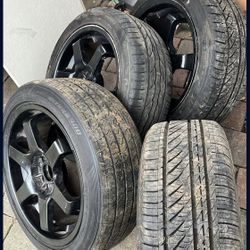 Set Of 4 Rims 3 Neraly New Tires