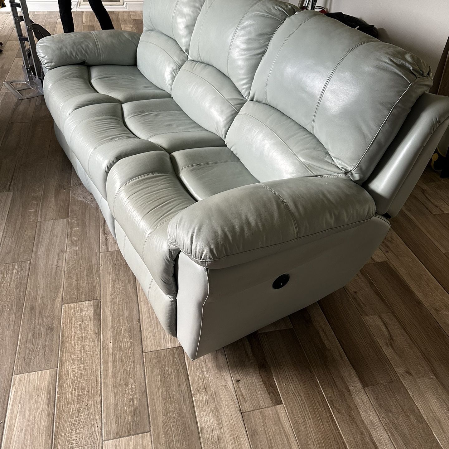 Loveseat & Sofa Recline, Grey Leather "Great condition." We deliver $50 anywhere in PB County (ground floor/driveway) or $100 second floor.