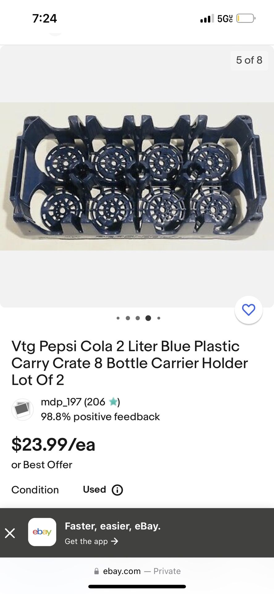 Pepsi 2ltr Racks Vtg Pepsi Cola 2 Liter Blue Plastic Carry Crate 8 Bottle Carrier Holder ...