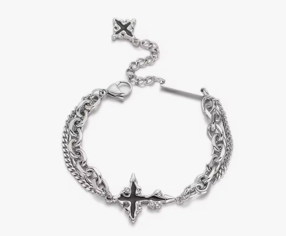 Unisex Silver Chain Bracelet with Cross