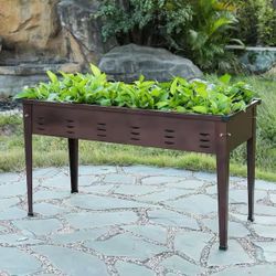 Luxen Home 17.5-in W x 39.5-in L x 28.25-in H Brown Raised Garden Bed，PL429