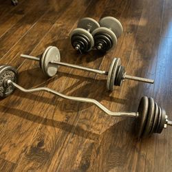 EZ Curl Bar - Weight plates - Dumbbells ~200lbs