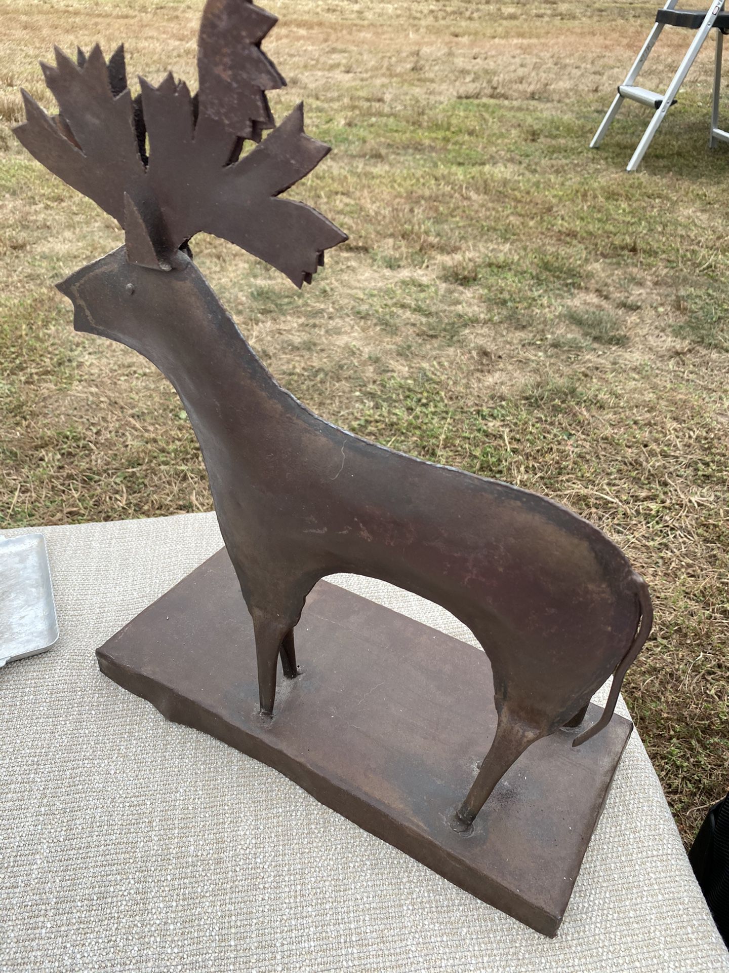 Metal moose Mantlepiece candleholder 12” aprox