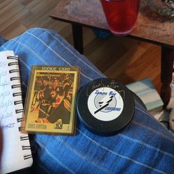 Chris Gratton Autographed  Puck And Card