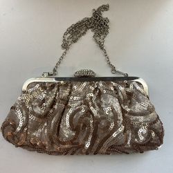 Lulu Townsend Evening Clutch Purse for Women, shoulder bag and attached chain