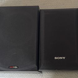 2 Pair Of Bookshelf Speakers! Polk Audio R150 & Sony SS-B1000