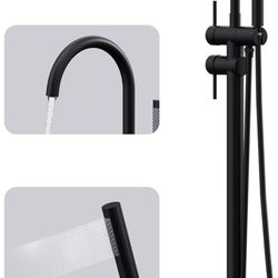 GIMILI Free Standing Tub Filler Bathtub Faucet Stand Alone Matte Black  Brand GIMILI Color Matte Black Material Stainless Steel Finish Type Matte Blac