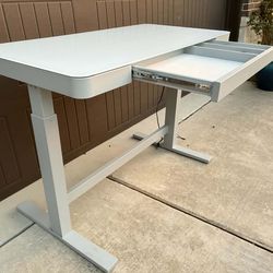 Standing Computer Desk While Glass