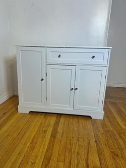 Modern Buffet Cabinet With Door & Drawer, Coffee Bar Storage – White
