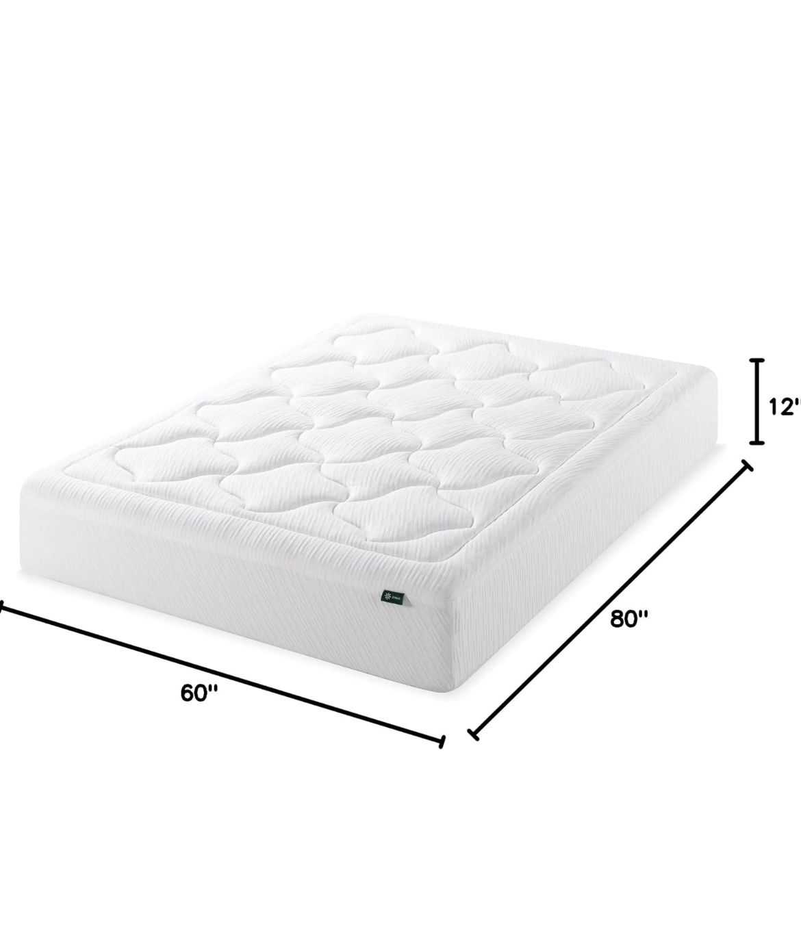 Zinus 12 Inch Cloud Memory Foam Mattress, Queen, Fiberglass Free, Pressure Relieving, Mattress in A Box, CertiPUR-US Certified, White