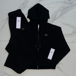 Alo Yoga Accolade Full Zip Hoodie & Sweatpants Set Black XS