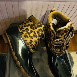 Women’s Leopard Print Duck Rain Boot