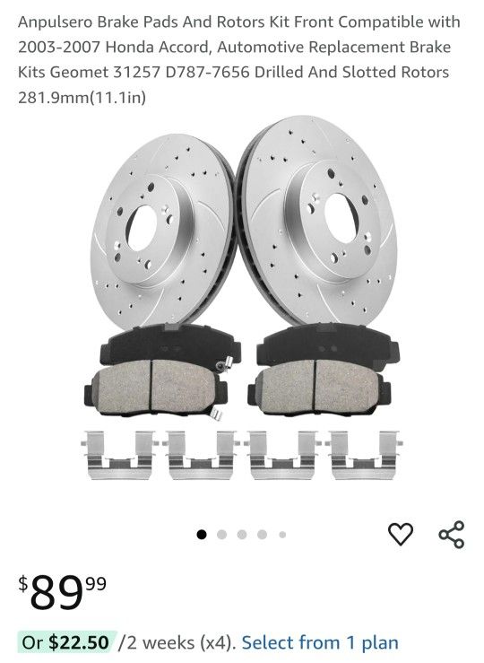 Brake Pads And Rotors Kit Front Compatible with 2003-2007 Honda Accord,