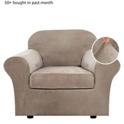 Rich Velvet Stretch 2 Piece Chair Cover Chair
