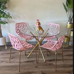 Pink Gold Dining Table Set