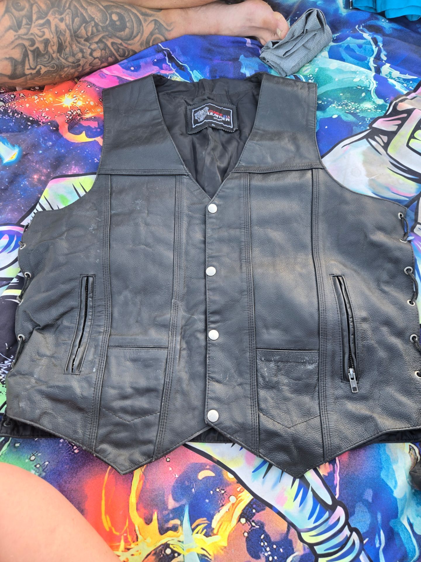 Leather cut vest