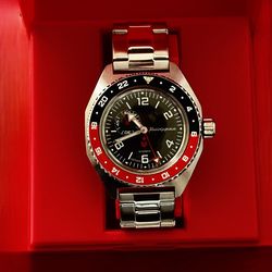 RARE Vostok Komandirskie GMT "Coke" Automatic 200m Diver Full Set Bracelet &Nato