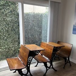 Vintage School Desks Wood And Iron Amazing Shape 