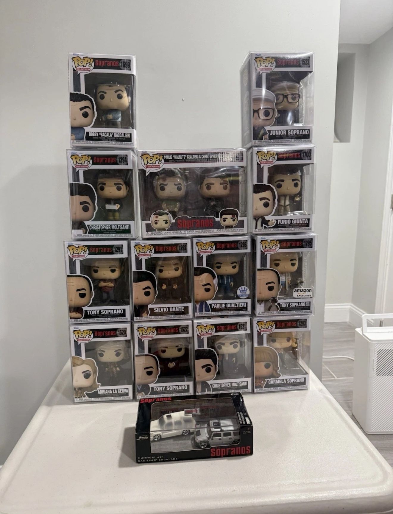 The sopranos Funko Pops With the Sopranos car Set.