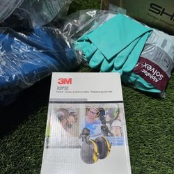 Solvex Rubber Gloves, 3M Earmuff, Ironwear Safety Glasses,  SAFETY SUPPLIES 