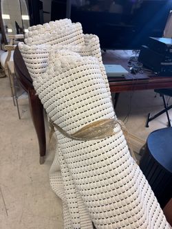 White Woven Rattan Rug - Retail: $1800