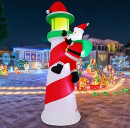 NEW Christmas 10FT LED Santa Climbing Lighthouse Airblown Inflatable