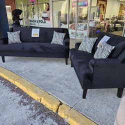 Sofa Loveseat 2pc New Black Sofa Loveseat Livingroom 