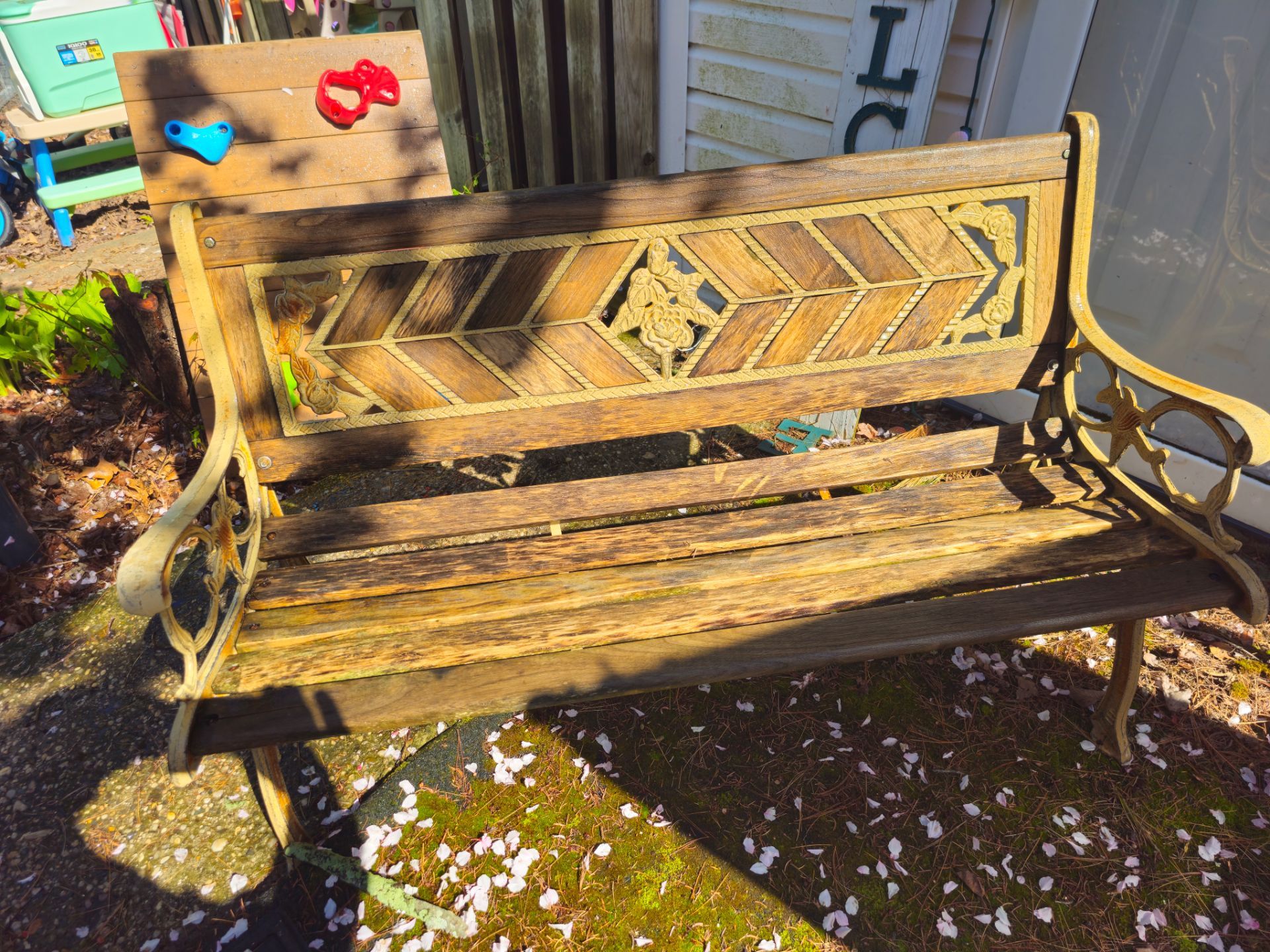 Price is firm.. beautiful handmade teak and cast iron garden bench