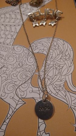 Hope Necklace Believe Bracelet & 925 Sterling Silver Pearl Earrings