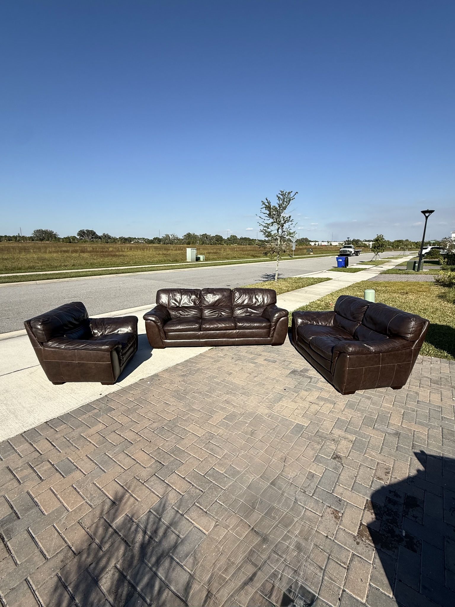 Free Delivery- Genuine Leather Couch Set