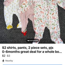 Baby Clothes 0-12months Only $2each
