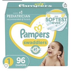 Pampers Swaddlers Size 1 (96 Diapers) Unopened Box